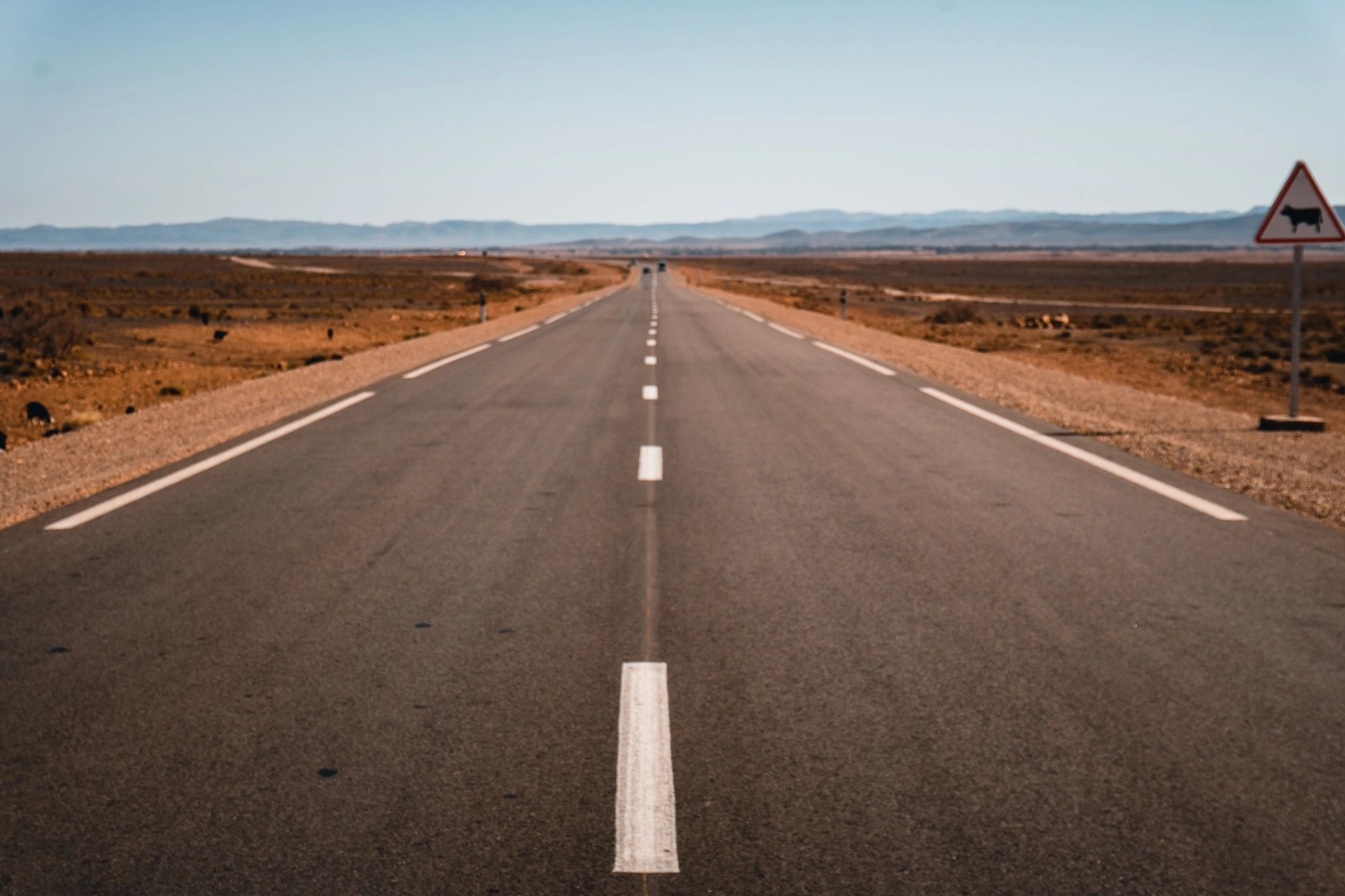 Desert road stretching toward the horizon